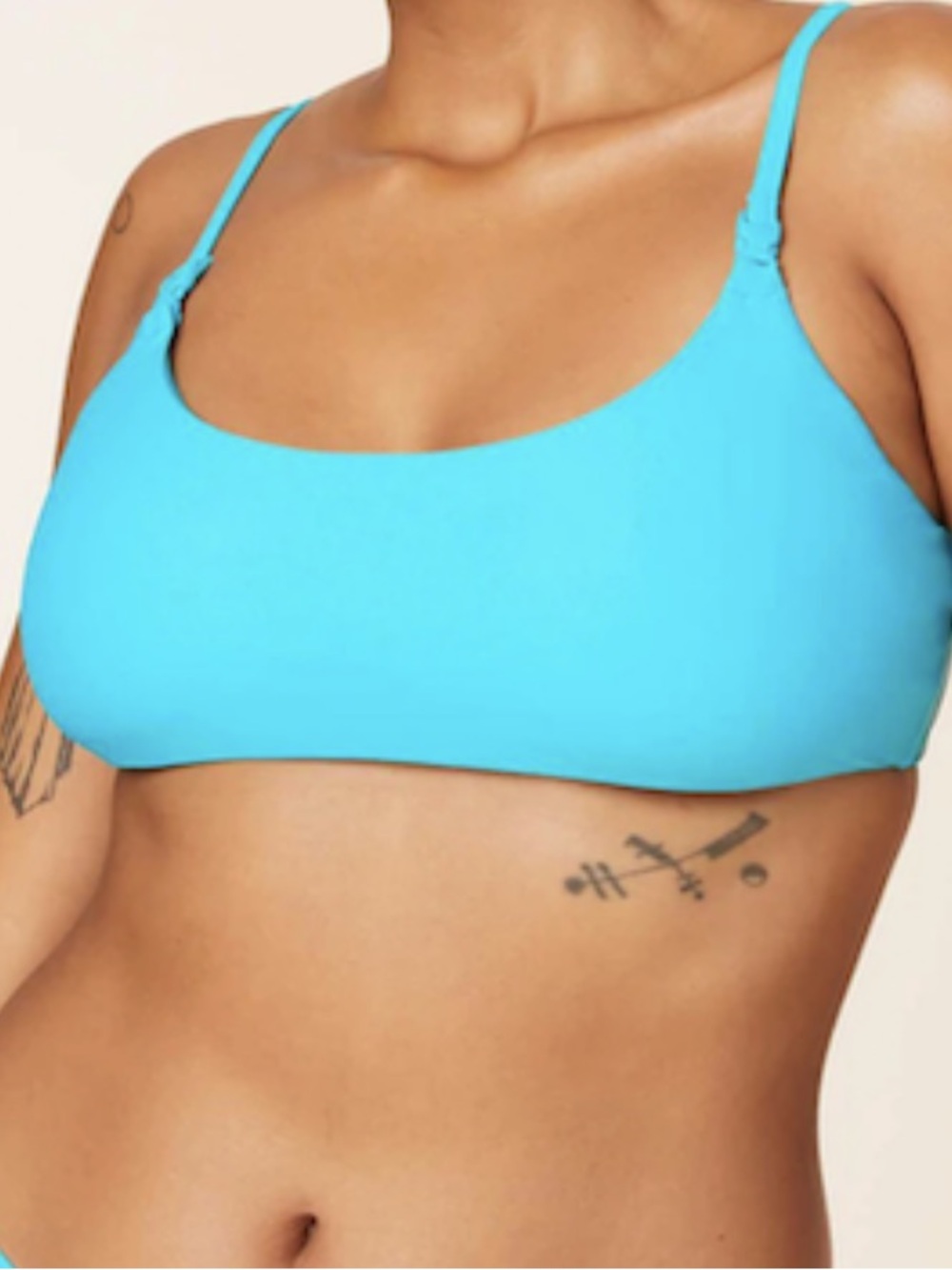 Andie Swim The Riviera Top Scoopneck Bikini Swim Top Aqua Blue Size Medium